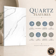 Lucent Calacatta calacatta quartz detail, Marmo Finish