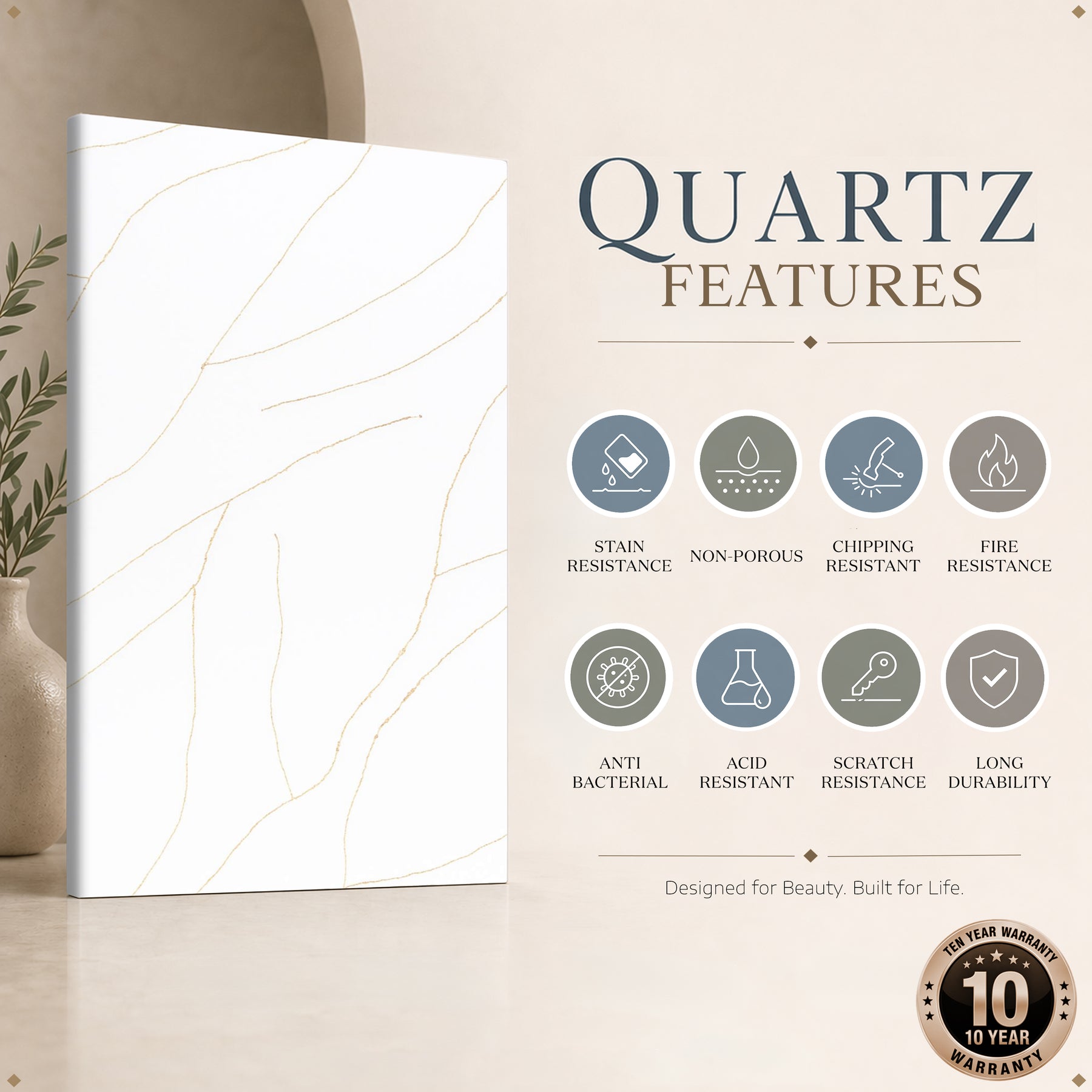Aurelia Gold calacatta quartz detail, Marmo Finish