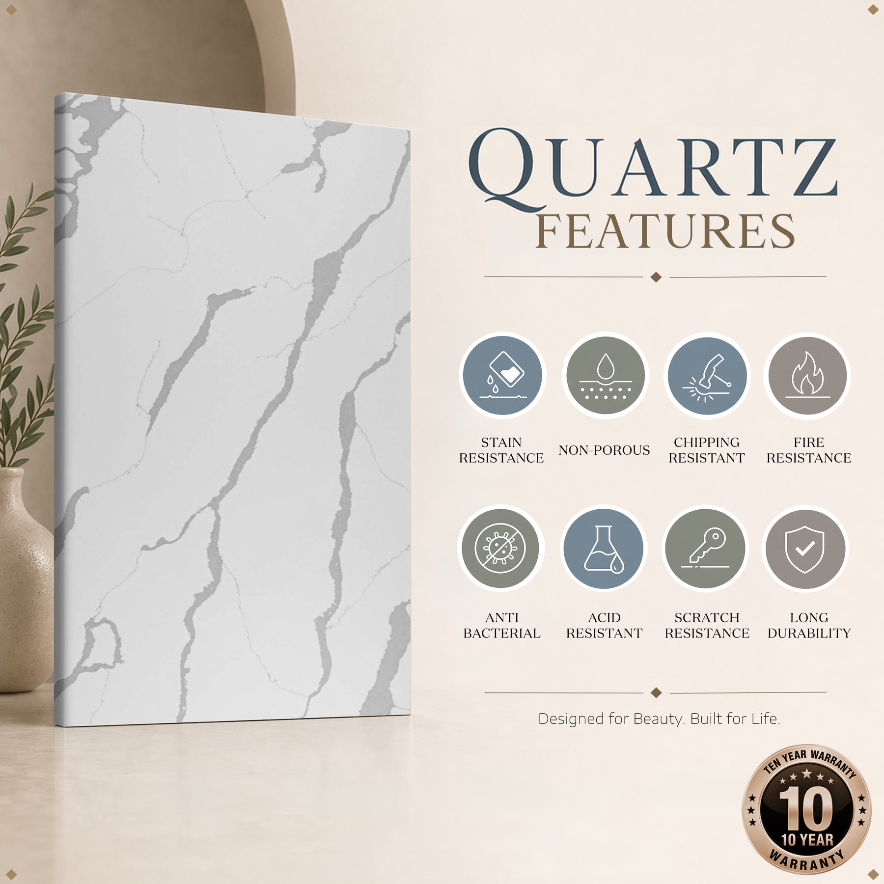 Arctic Ridge calacatta quartz detail, Marmo Finish