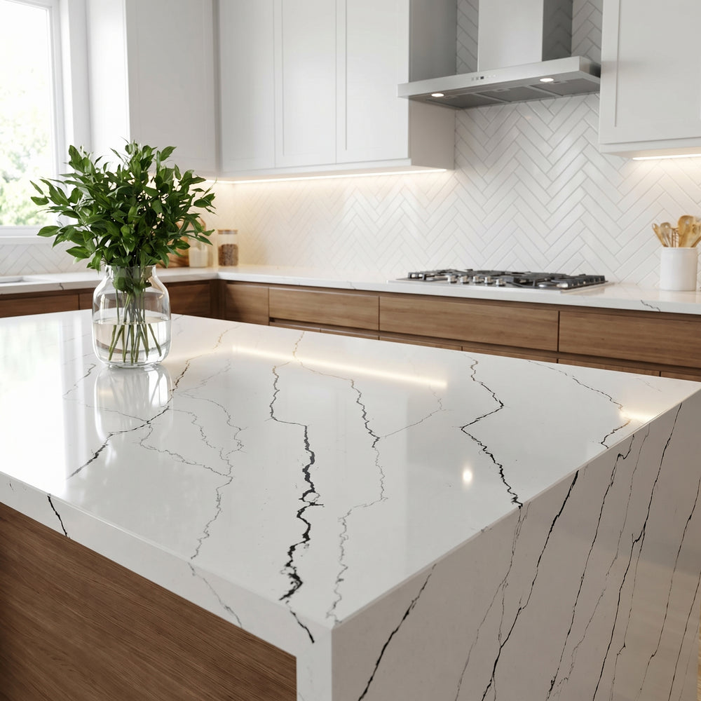 Nocturne statement marble quartz detail, Marmo Finish