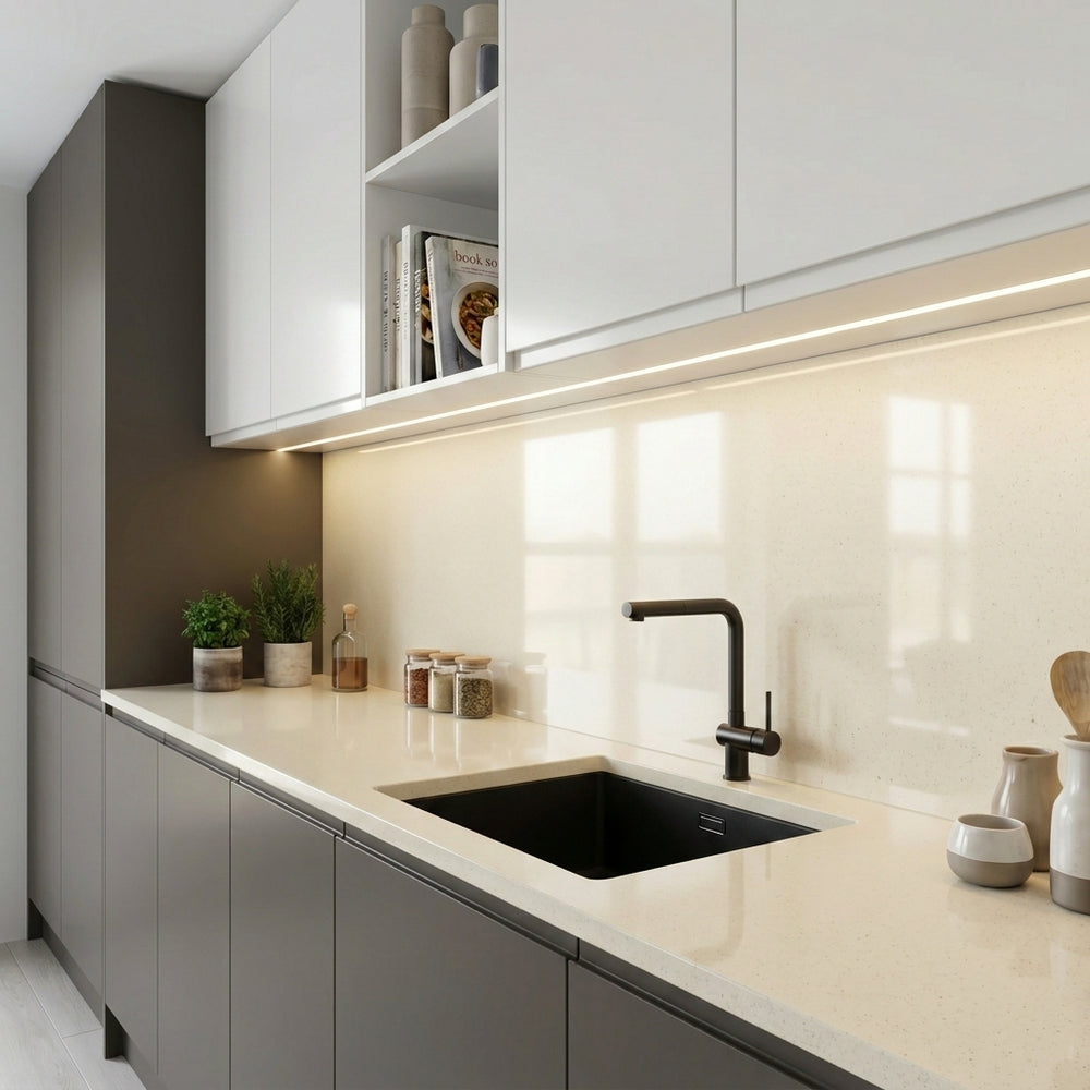 Almond Silk solid quartz detail, Marmo Finish