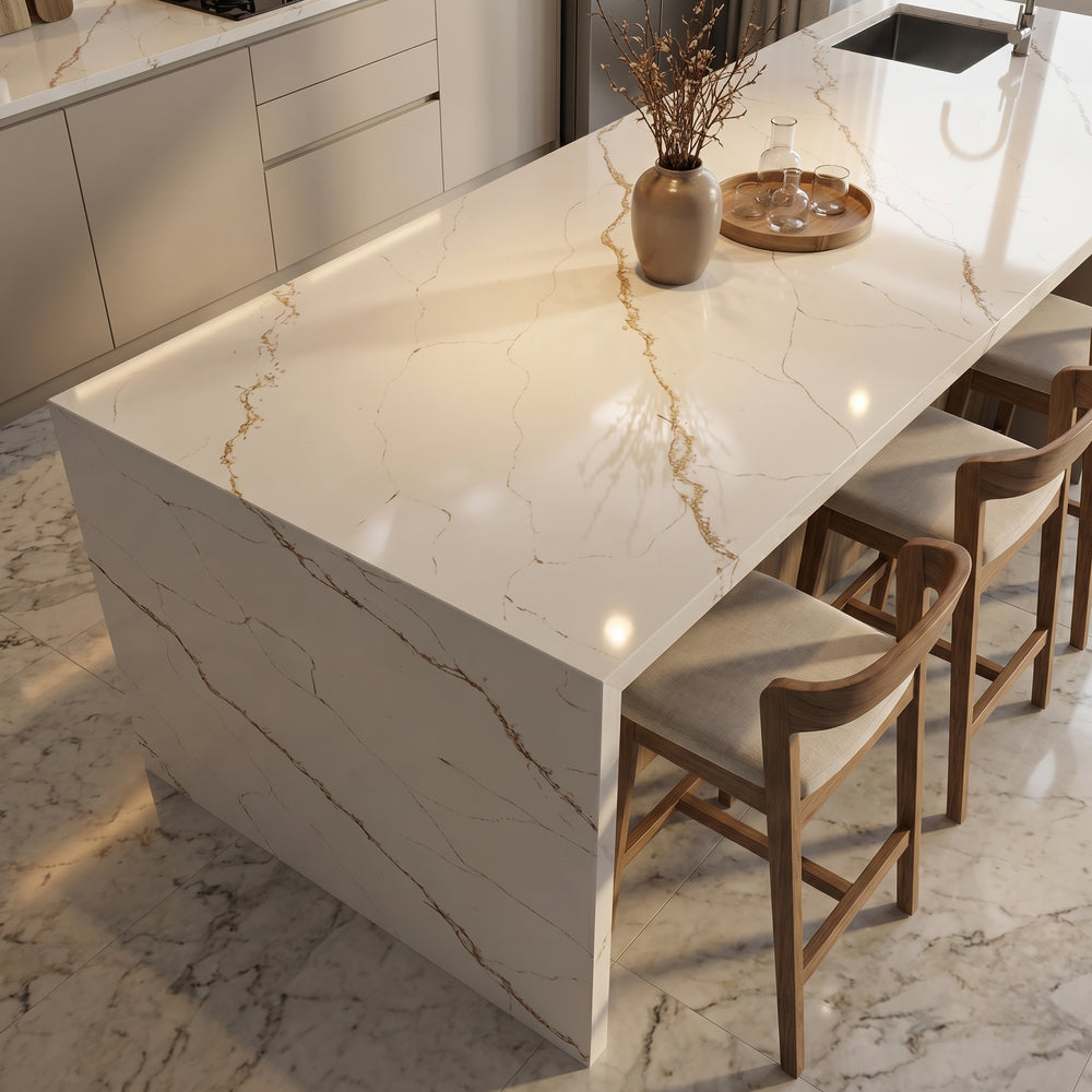 Rosso Arabesque statement marble quartz detail, Marmo Finish
