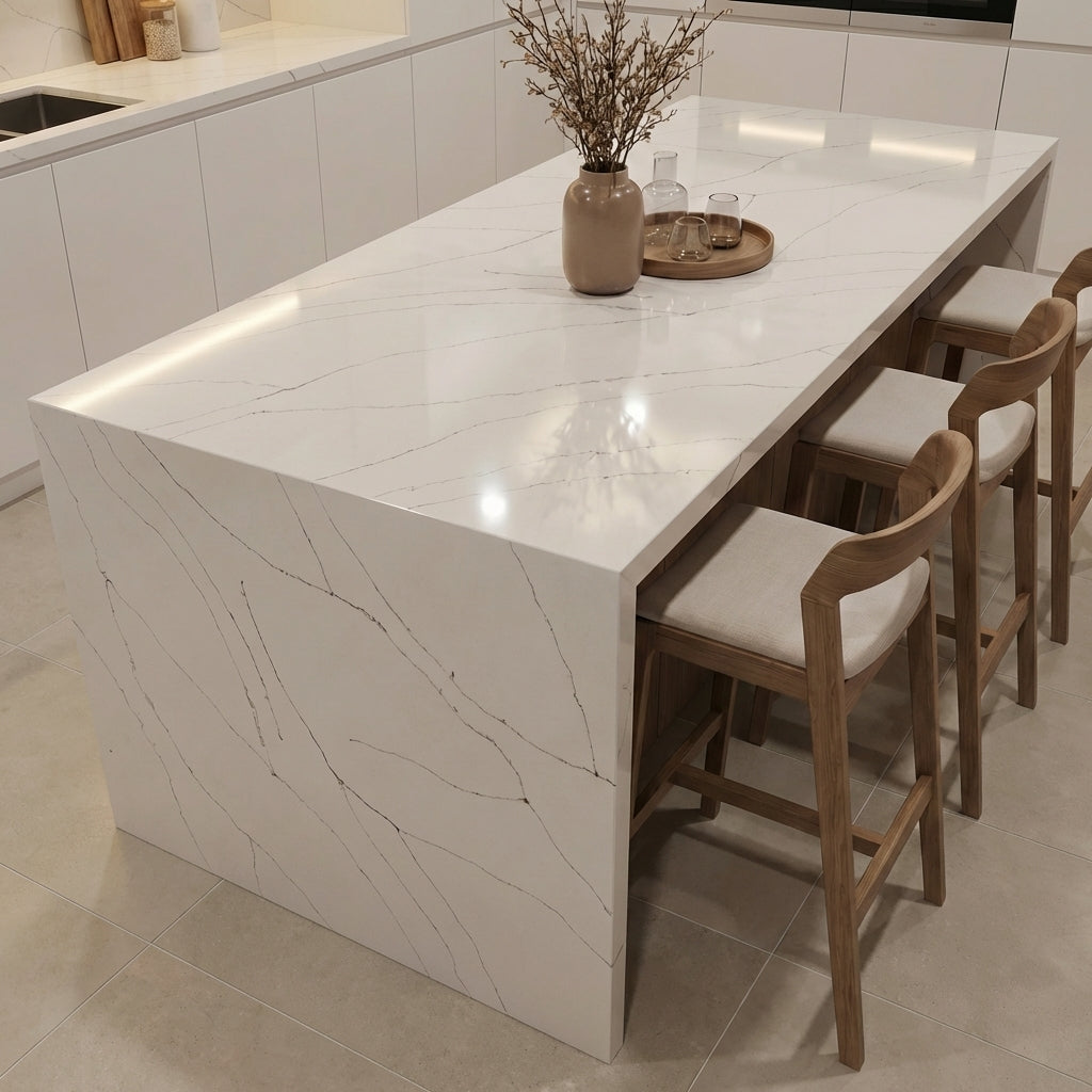 Calista calacatta quartz detail, Marmo Finish