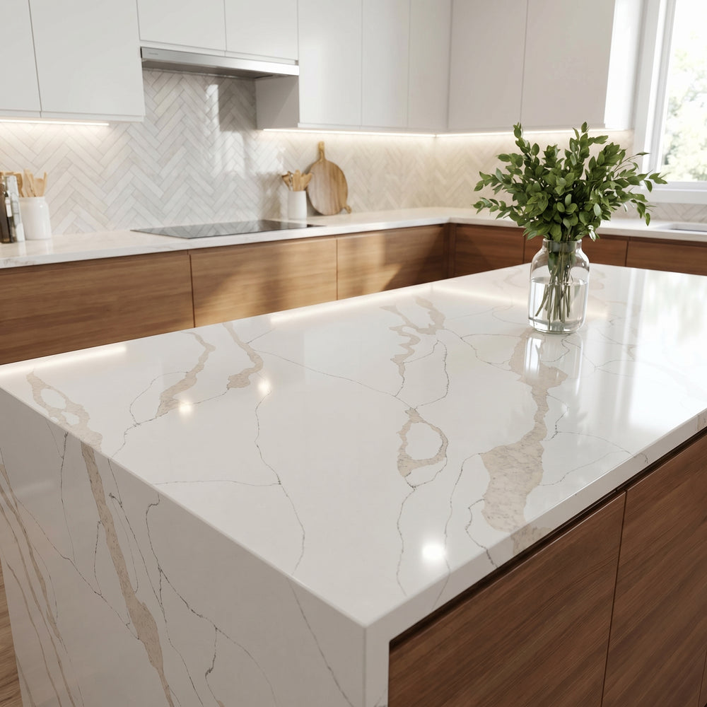 Bellara calacatta quartz detail, Marmo Finish