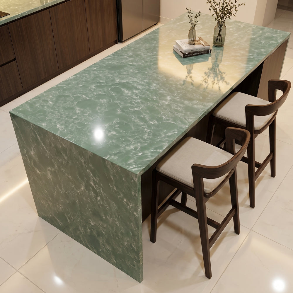 Verdant Veil backlit marble quartz detail, Marmo Finish