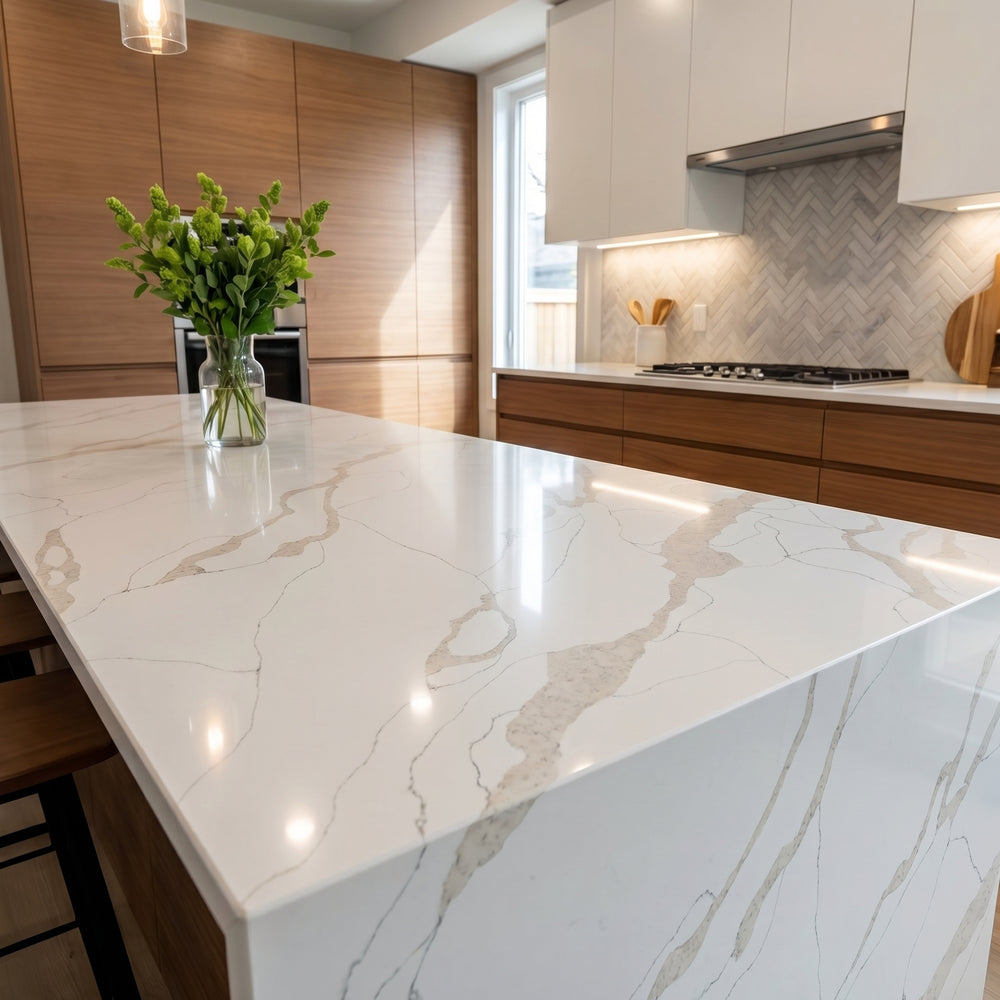 Bellara calacatta quartz detail, Marmo Finish