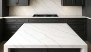 Calista calacatta quartz slab in white, Marmo Finish